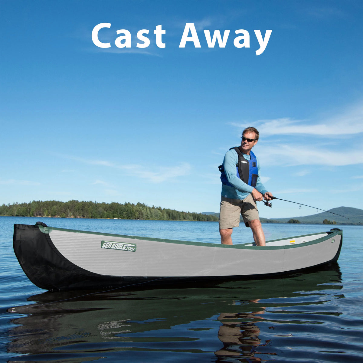 Inflatable 16’ High Pressure Drop Stitch Travel Canoe with Wood Web Seats, Pump, Bag Y44133