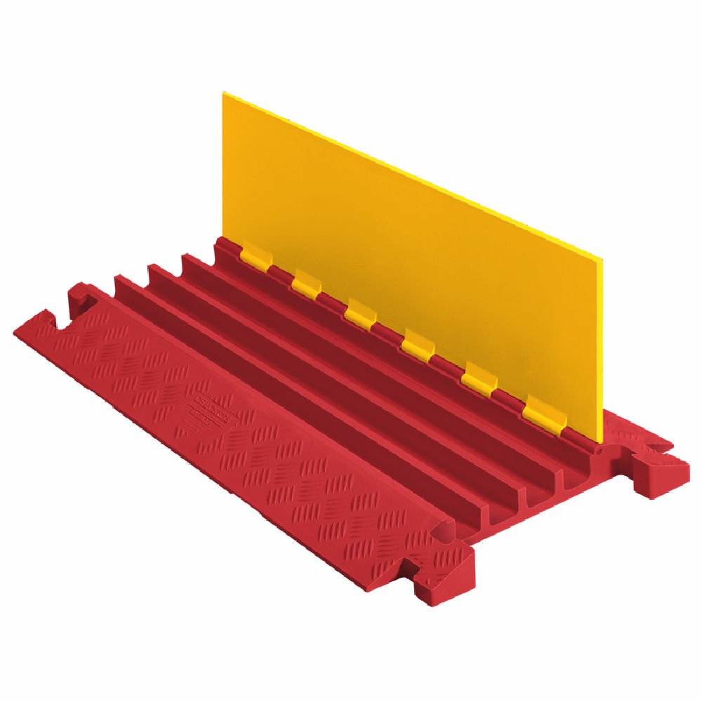 Polyurethane 4 Channel Cable Protector with T-Shaped Connectors, Yellow Lid with Orange Ramp H844