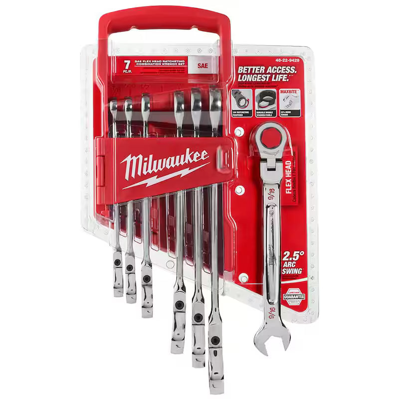 14-Piece Flex-Head Ratcheting Combination Wrench Set SAE and METRIC A212057