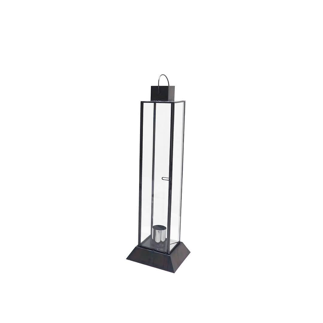 Black Glass Taper Candle Lantern Set K796705
