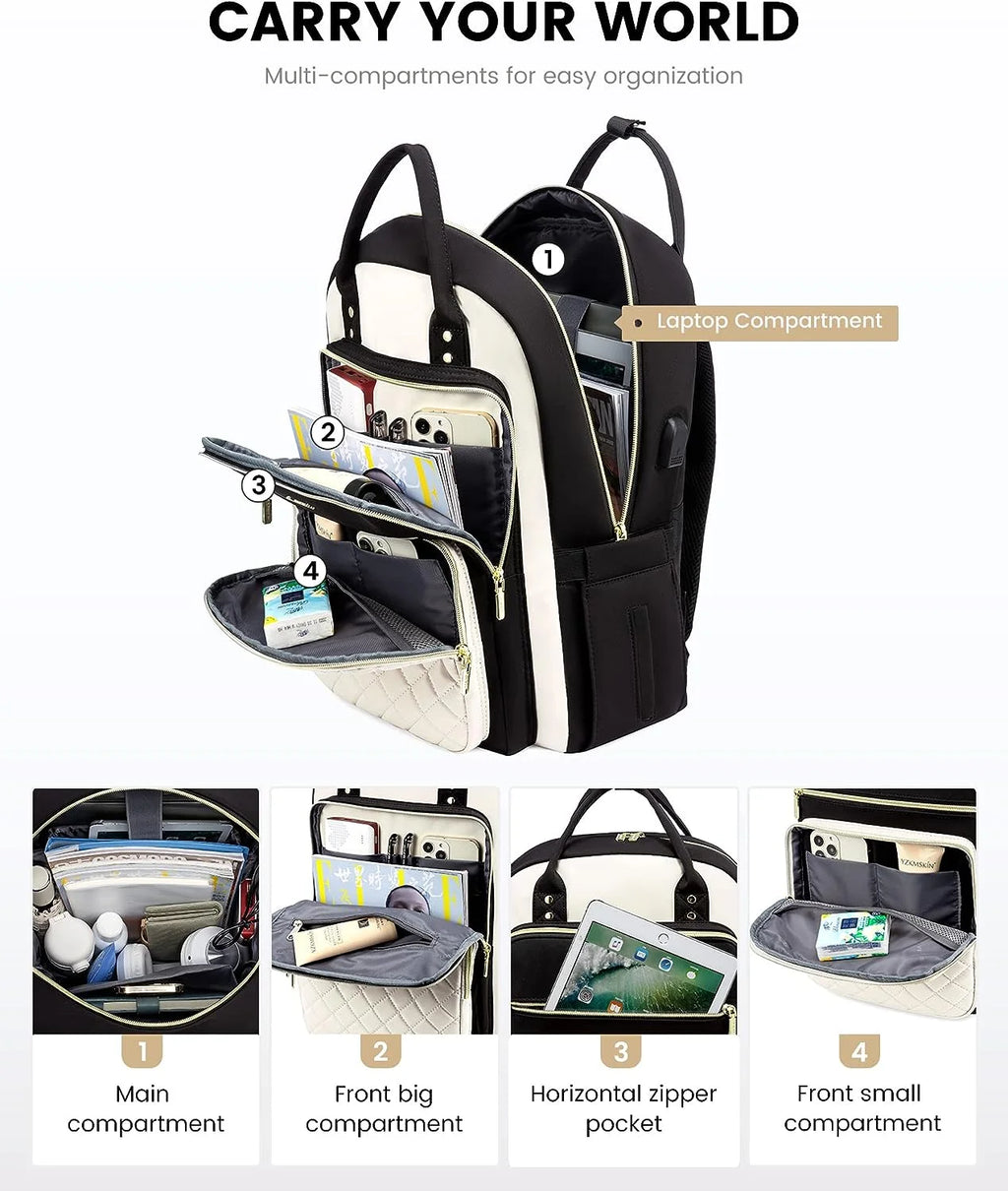 Laptop Backpack with 15.6 inch Laptop Compartment, Lightweight Travel Daypack with USB Port O79440