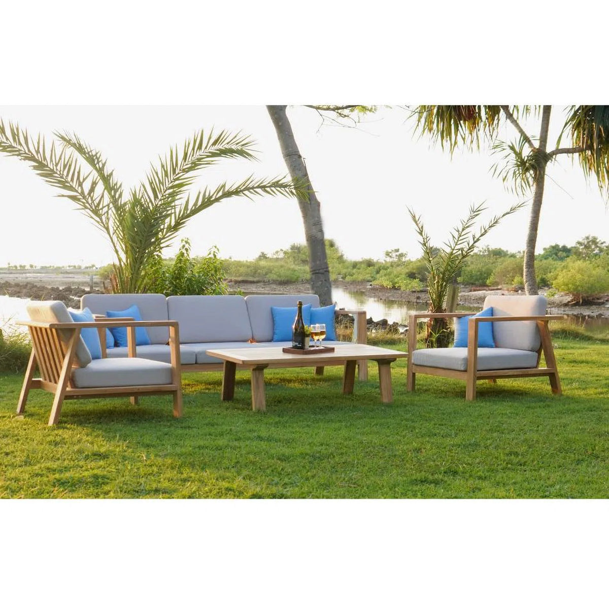 4 Pieces Teak Outdoor Conversation Set E493