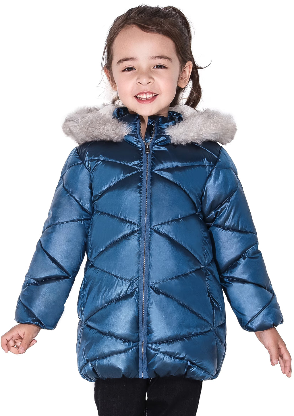 Girls Hooded Sherpa Lined Lightweight Puffy Waterproof Jacket Q20817