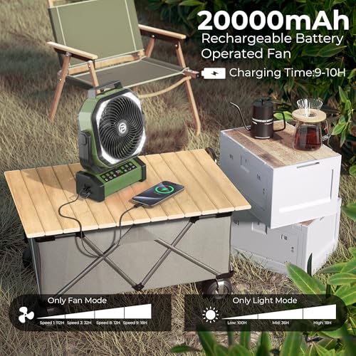 20000mAh Rechargeable Camping Fan with LED Lantern V69892