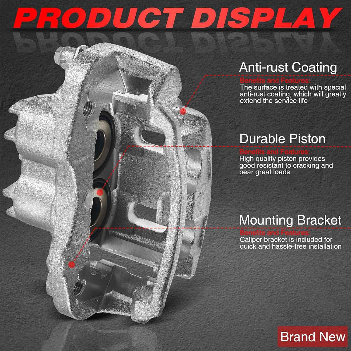 Rear Passenger Side Brake Caliper for Ford F-250 F-350 Super Duty Excursion Pack of 2 S761677