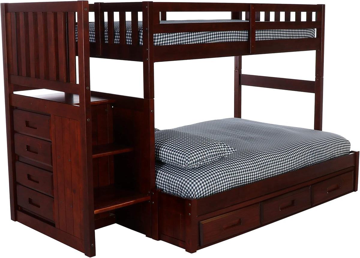 Twin Over Full Staircase Bunk Bed with 3 Drawers R956