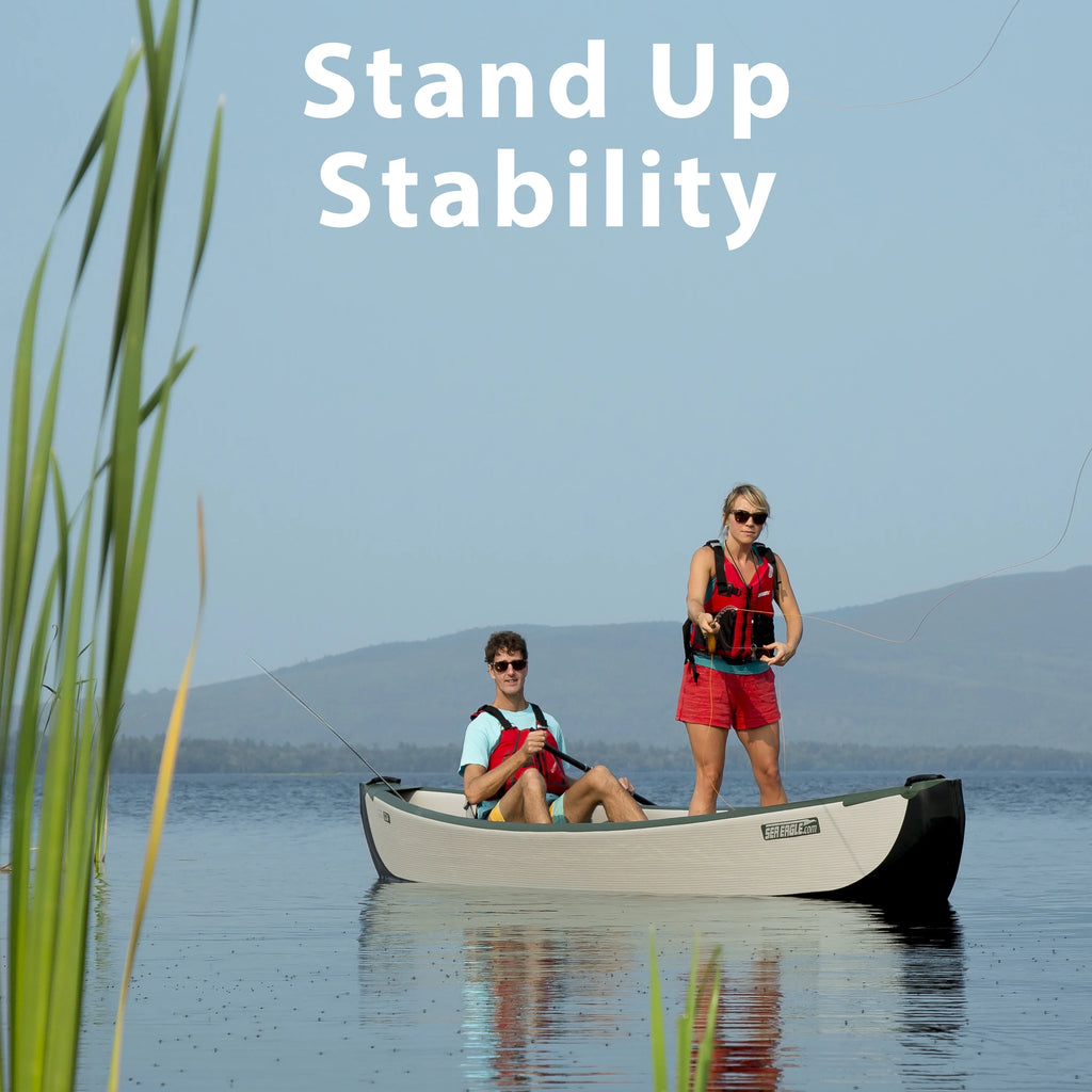 Inflatable 16’ High Pressure Drop Stitch Travel Canoe with Wood Web Seats, Pump, Bag Y44133