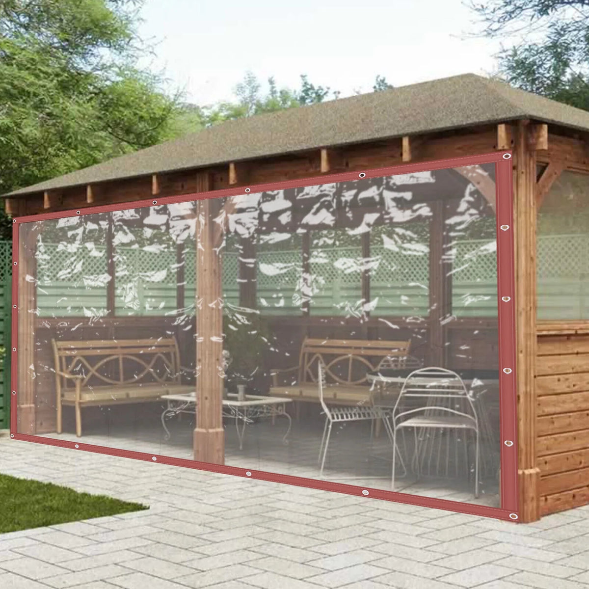 Brown Clear Awning Canopy Tarpaulin F4901