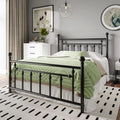 Full Size Black Iron Bed Frame with Headboard and Footboard O8103