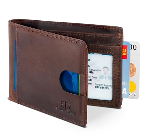 RFID Blocking Genuine Leather Bifold Wallet U839