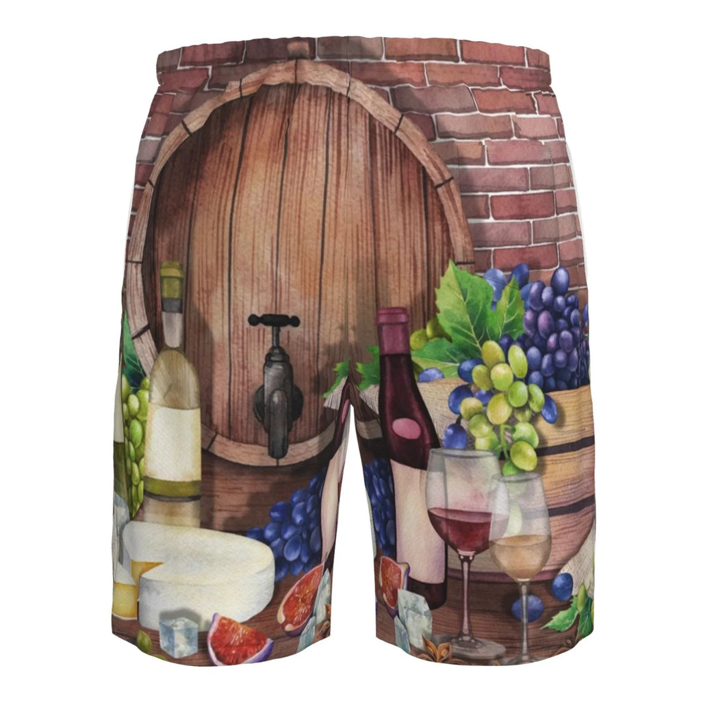 Red Wine Hawaiian Shorts With Pockets Y7989