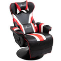 Black White Red Gaming Chair with Footrest and Cup Holder O54872