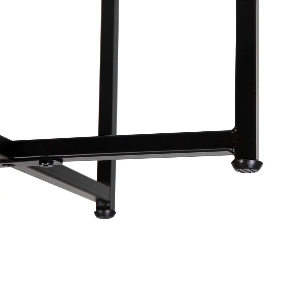 Modern End Table with Black Metal Frame and White Laminate Top Q39892