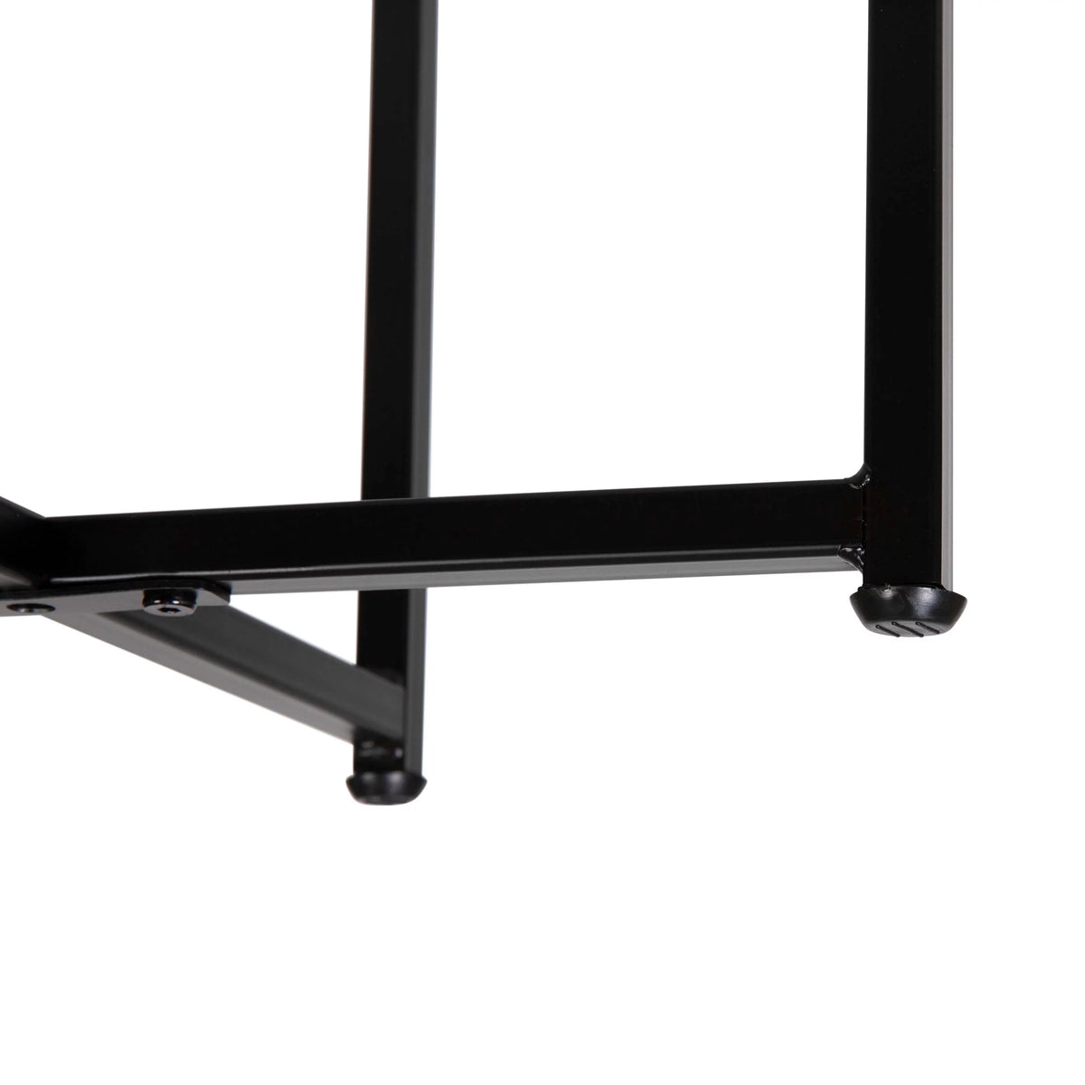 Modern End Table with Black Metal Frame and White Laminate Top Q39892