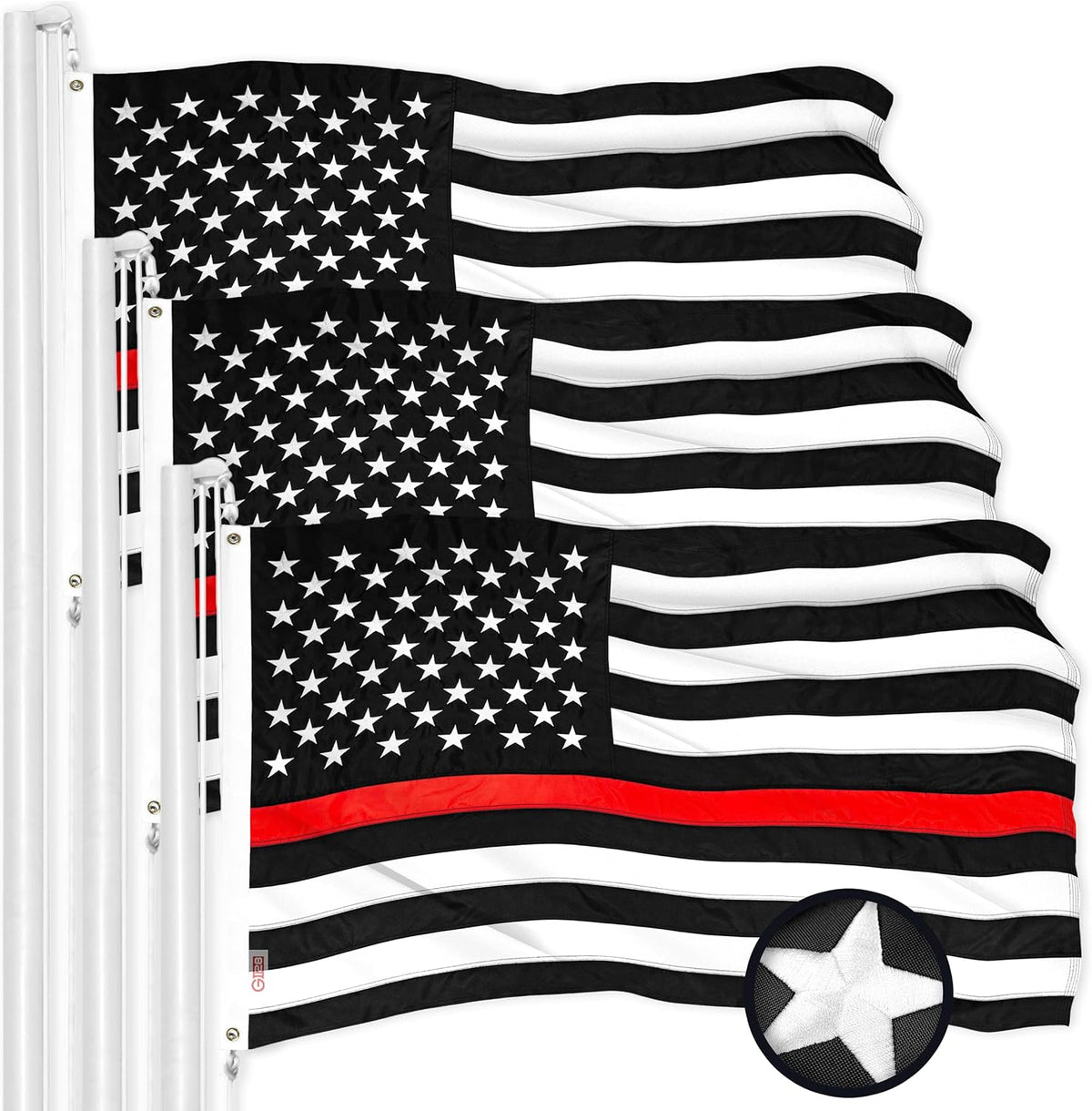 Thin Red Line Embroidered American Flag 2X3 FT B454116