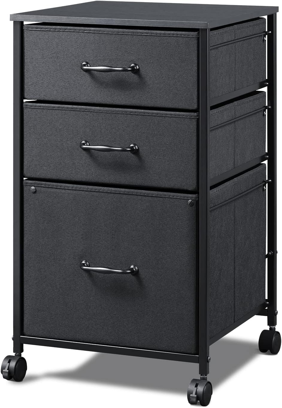 Black Mobile File Cabinet with Storage Shelf P42844