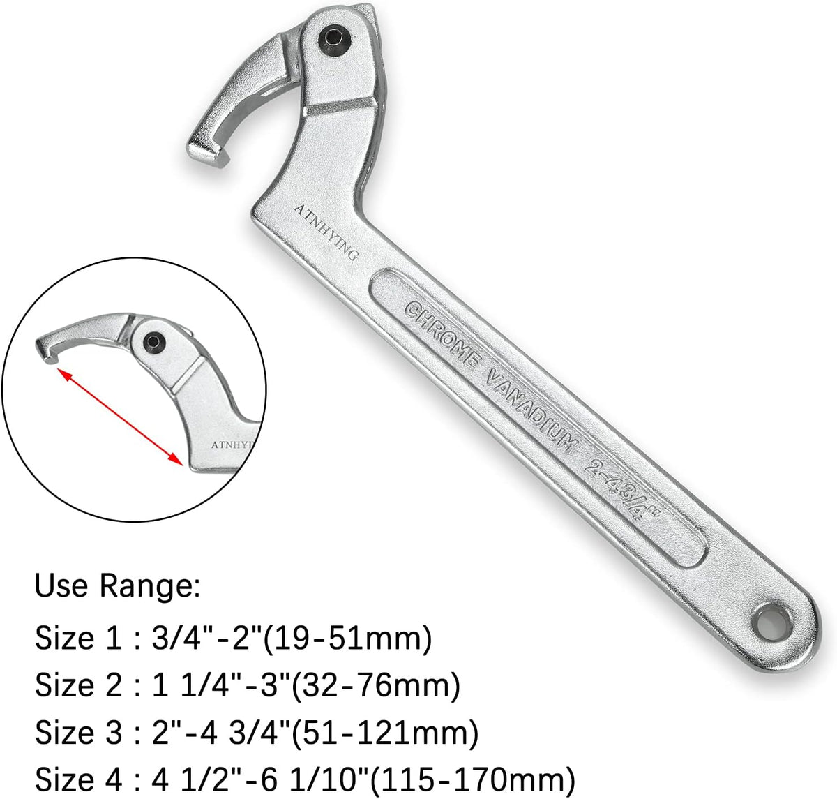 4 pcs Adjustable Spanner Wrench Set E615059