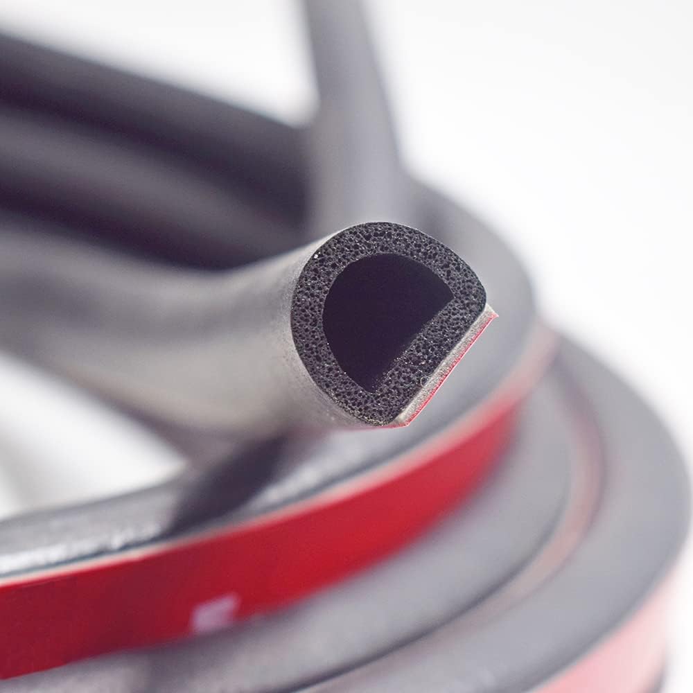 Universal D-Shape EPDM Rubber Door Seal Strip Self Adhesive 20 FT Pack of 2 H8316