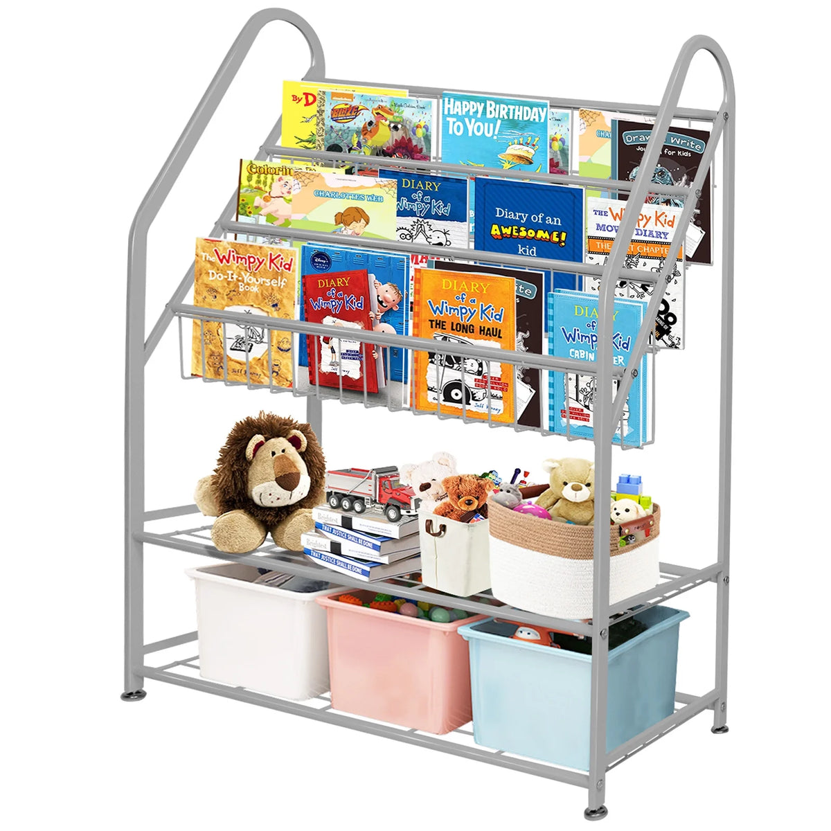 Grey Metal Kids Bookshelf 32 in R7196