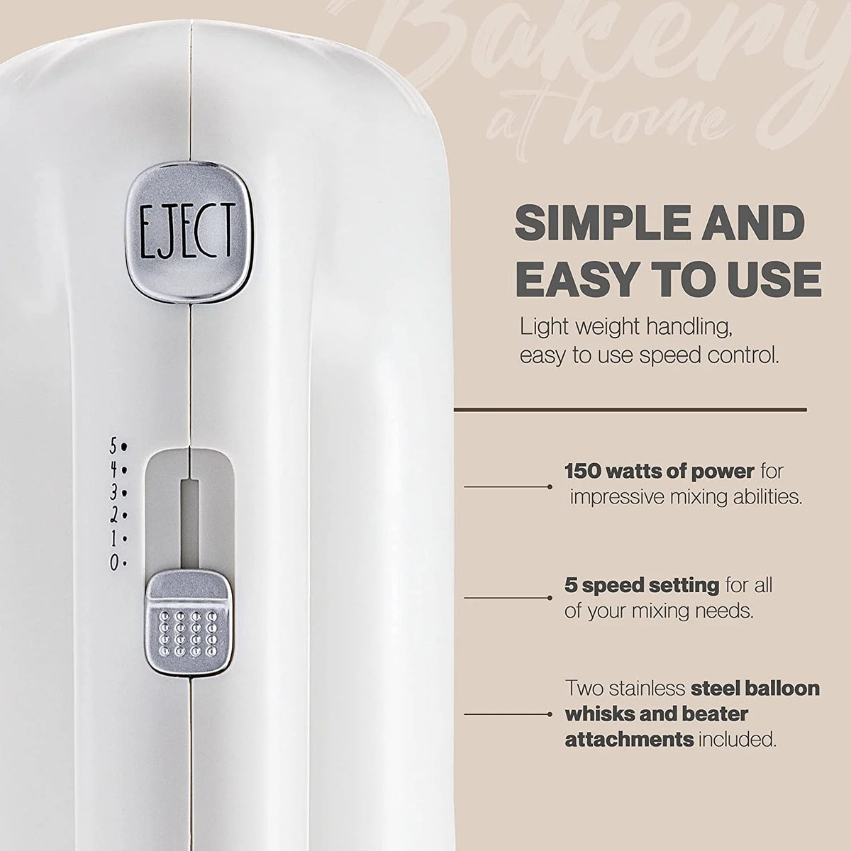 Electric Hand Mixer with Beaters and Whisk W4217