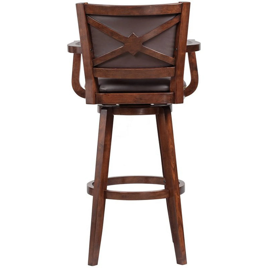 36" Swivel Extra Tall Wood Bar Stool in Cappuccino Q476