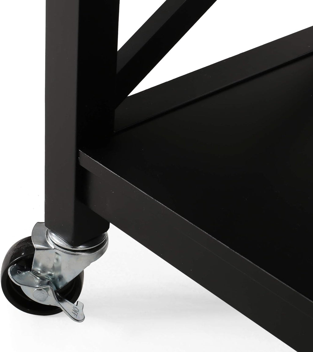 Black Natural Kitchen Cart with Wheels M56316