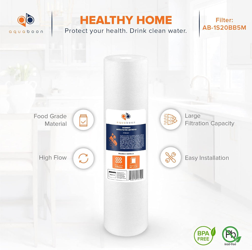 5 Micron 20 Sediment Water Filter Replacement Cartridge, 10 Pack H312362