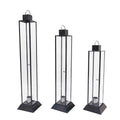 Black Glass Taper Candle Lantern Set K796705