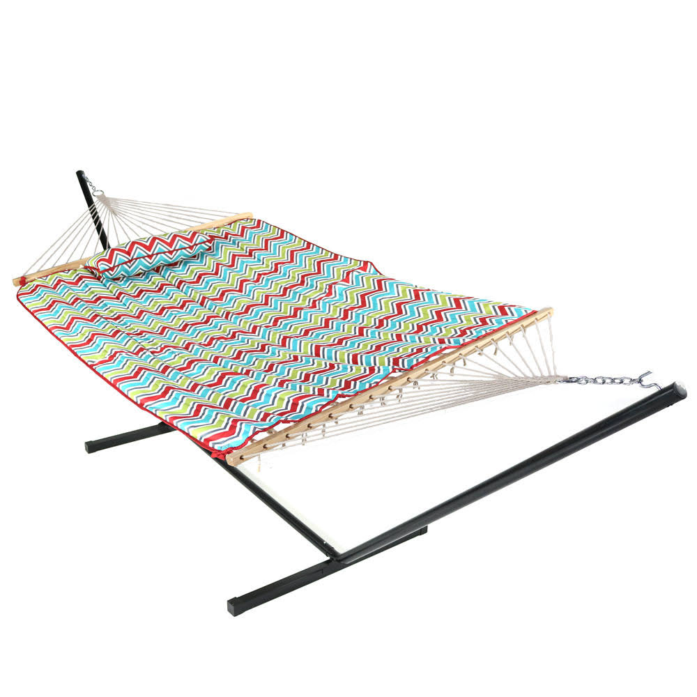 Multi Color Cotton Rope Hammock with Stand X198569
