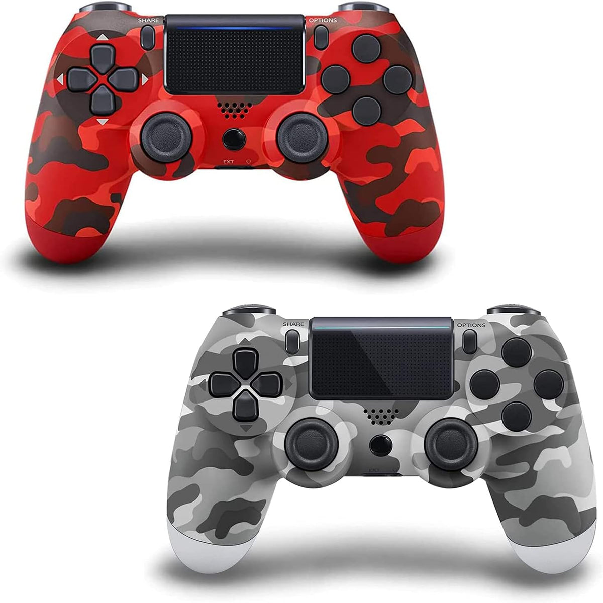 2 Pack Wireless Bluetooth Gamepad with USB Cable, Transparent White & Ocean Blue C824656