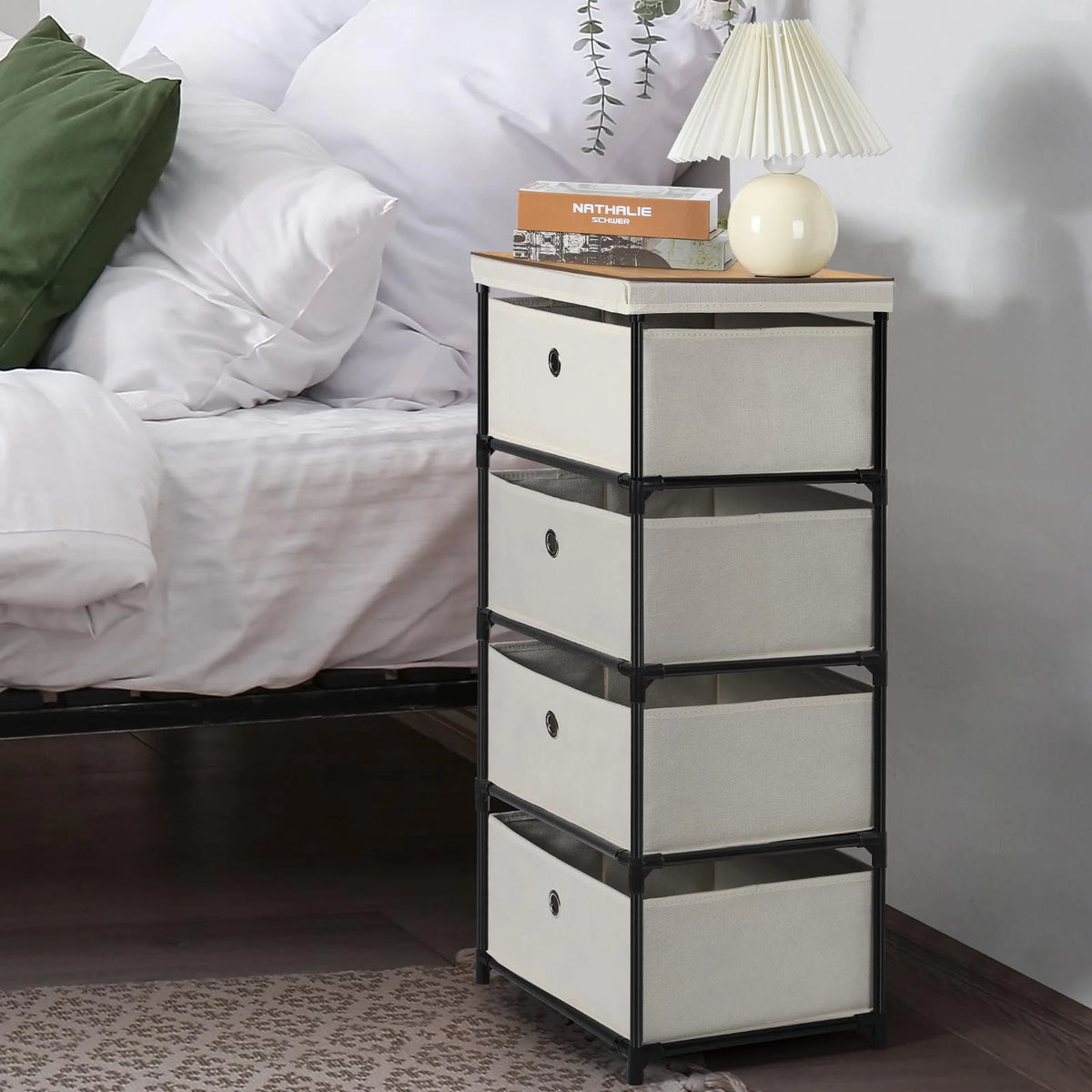 4 Drawer Fabric Storage Nightstand A488995