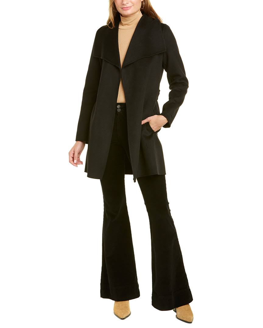Black Belted Wrap Coat U800224