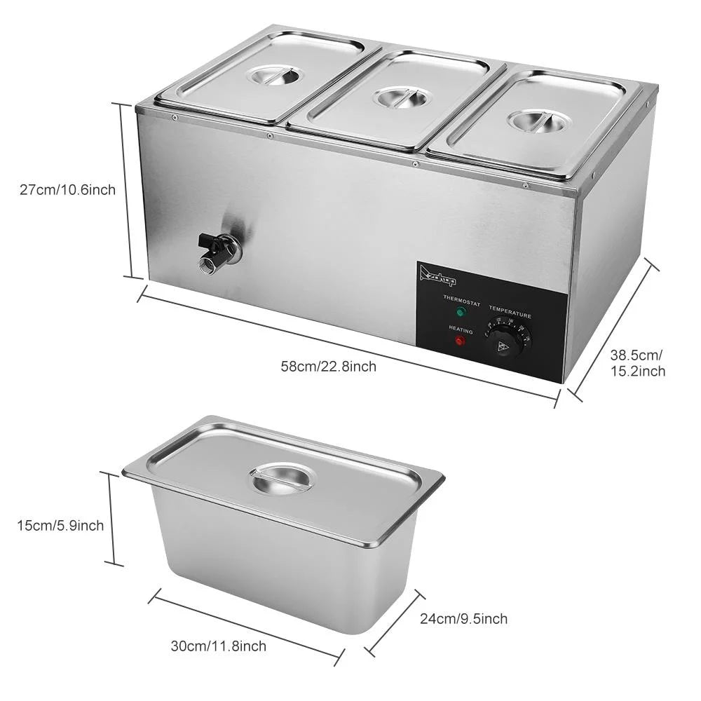 6.9Qt Electric Food Warmer with 3 Food Pan Y62862