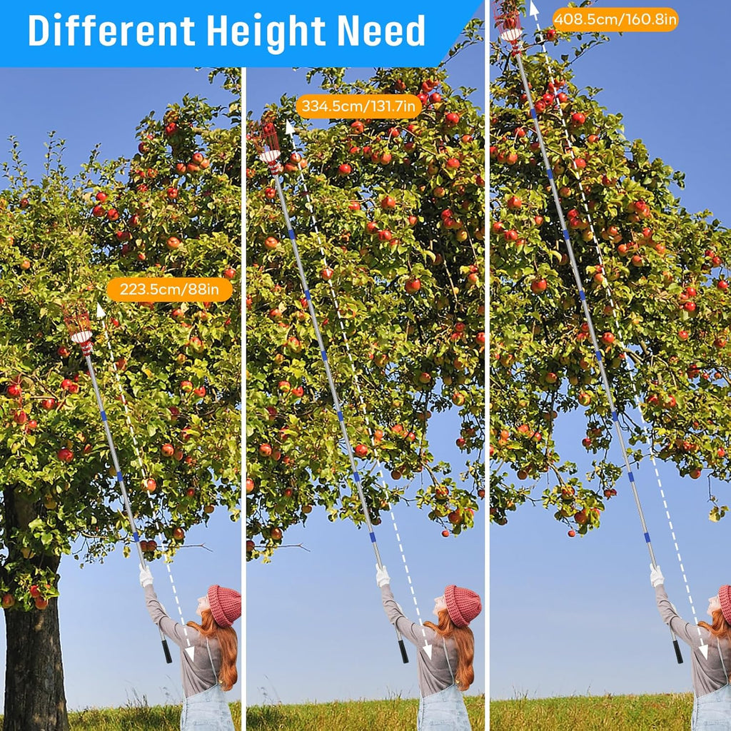 13 FT Adjustable Lightweight Fruit Picker Pole with Basket W93845