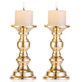 2 Pcs Gold Metal Pillar Candle Holders N6791