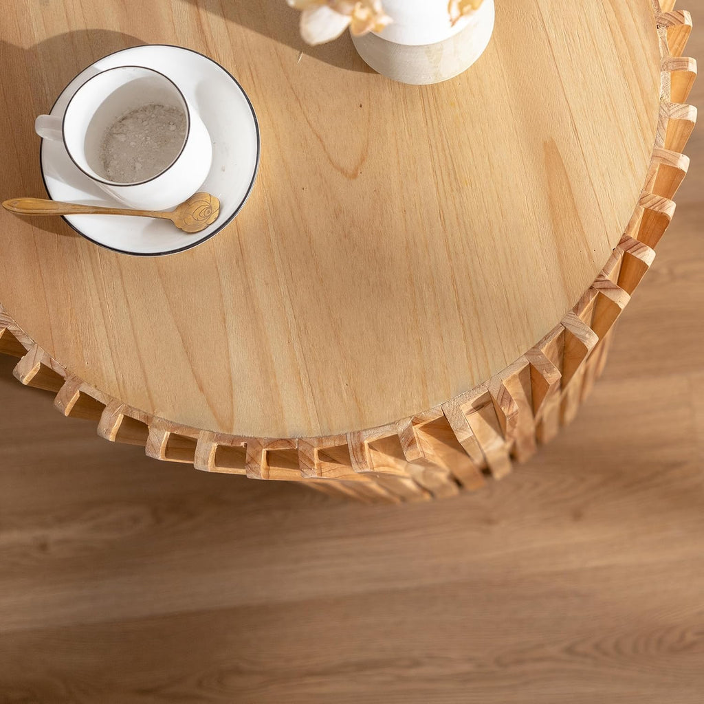 Cylindrical Coffee Table with Vertical Texture Relief Design R905314