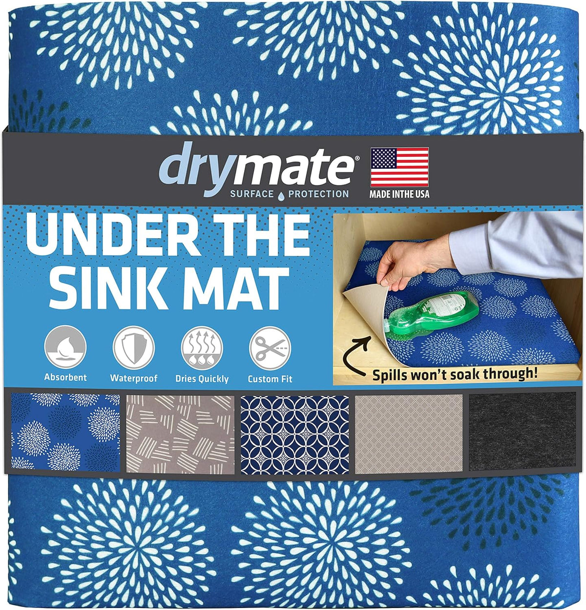 Under The Sink Mat, Cabinet Protection Mat, Shelf Liner - Absorbent Waterproof Slip-Resistant Machine Washable V349