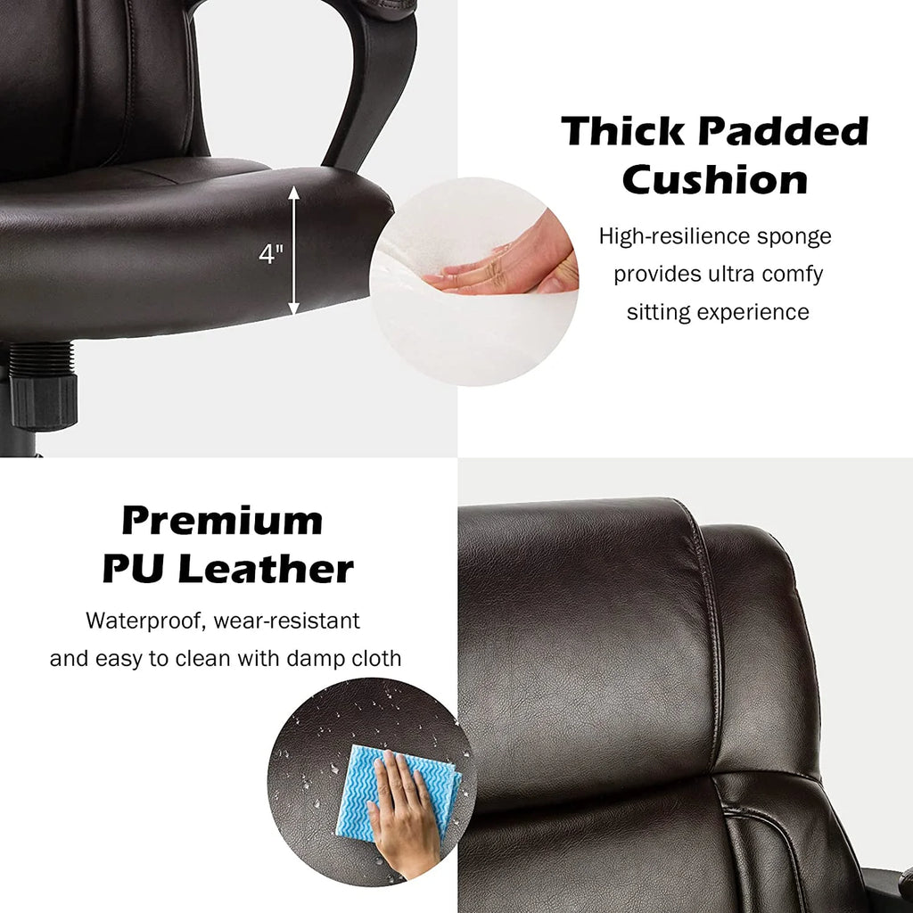 Dark Brown Leather Ergonomic Mid Back Office Chair S3483