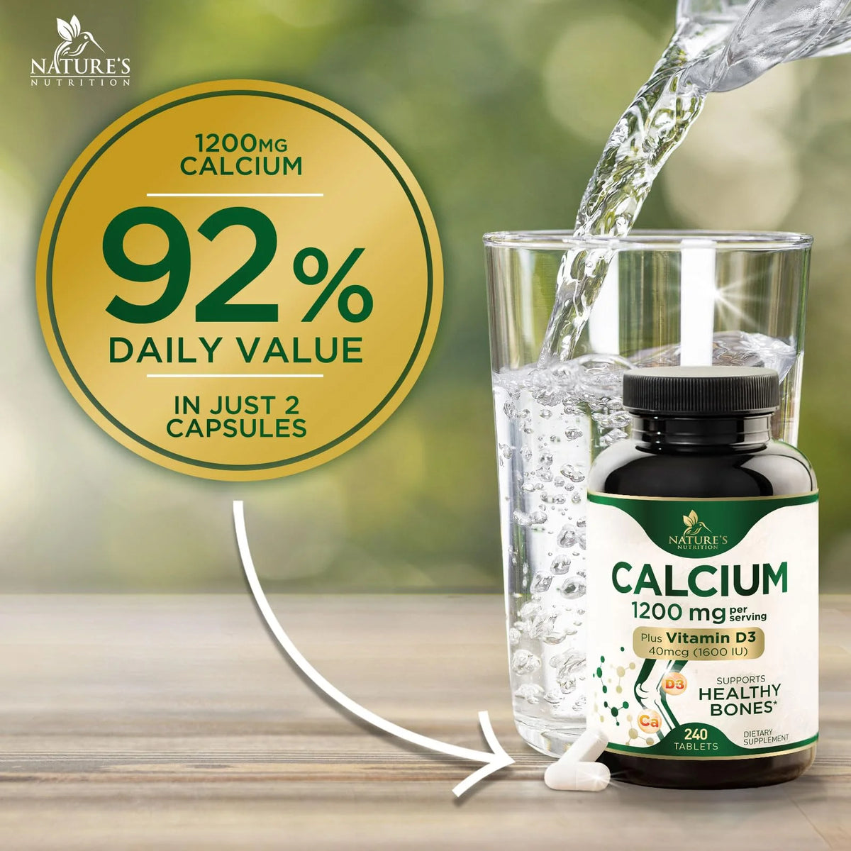 240 Tablets Calcium 1200 mg with Vitamin D3 Dietary Supplement O877261