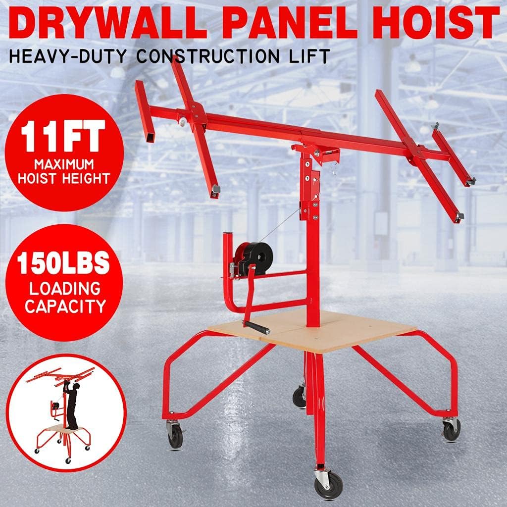 Drywall Lift Rolling Panel Hoist Jack Lifter 11FT B25017