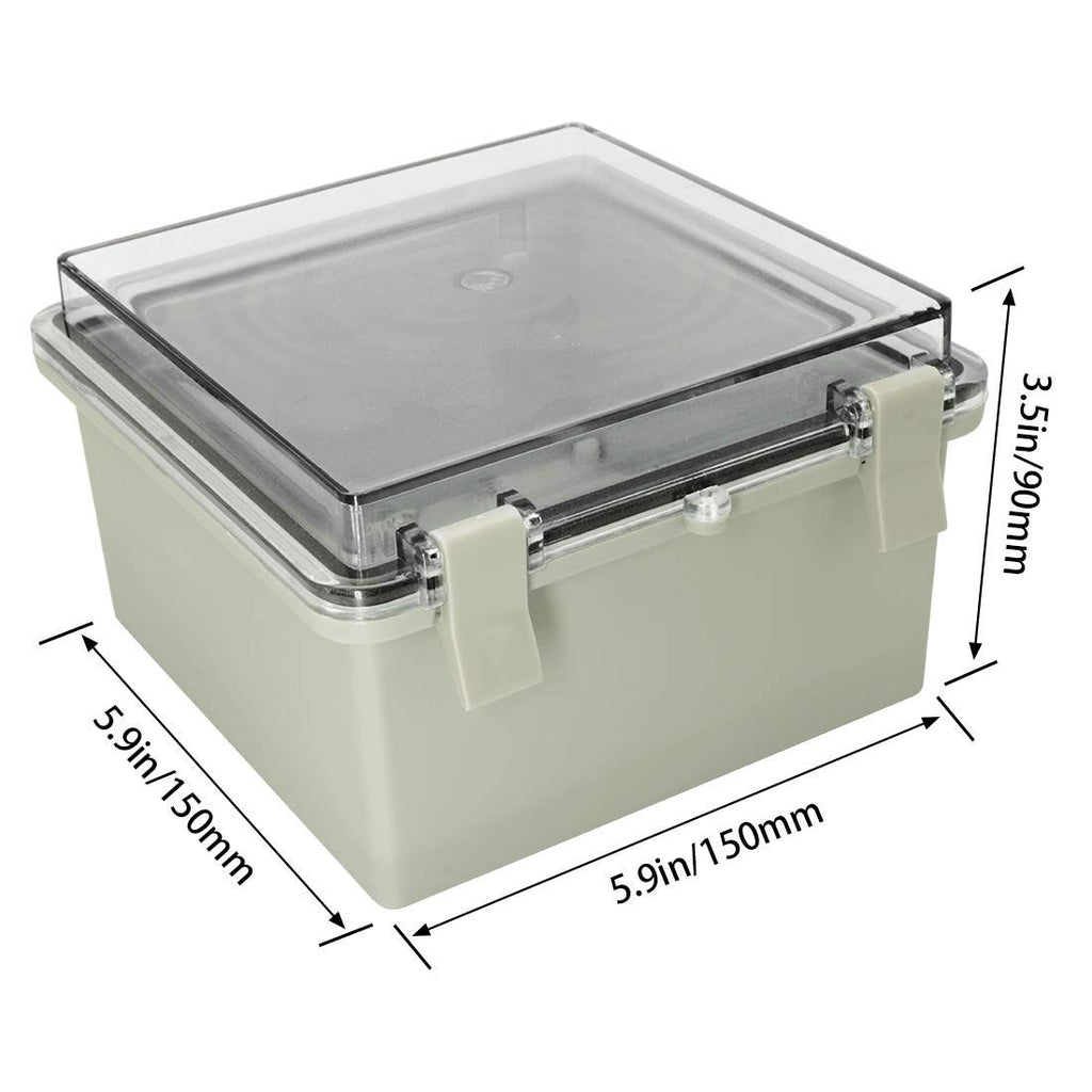 ABS Plastic IP65 Junction Box with Clear Cover 5.9 x 5.9 x 3.5 inch Pack of 2 X63264