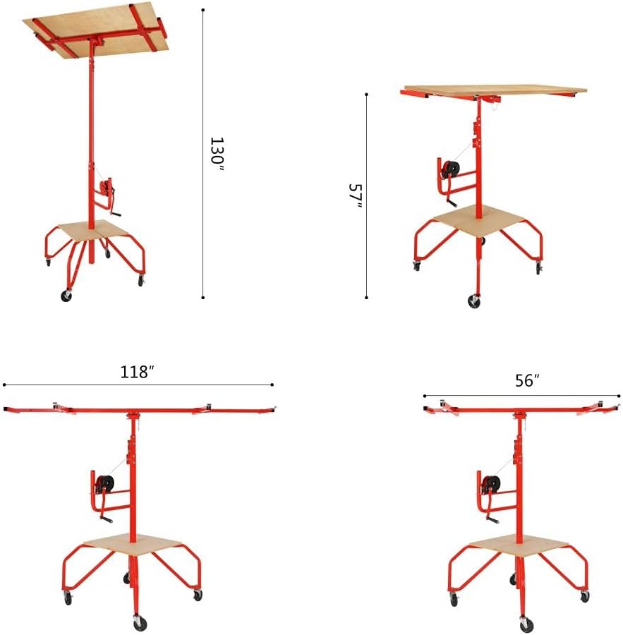 Drywall Lift Rolling Panel Hoist Jack Lifter 11FT B25017