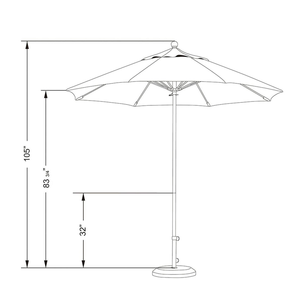 9' Fiberglass Market Umbrella R5050