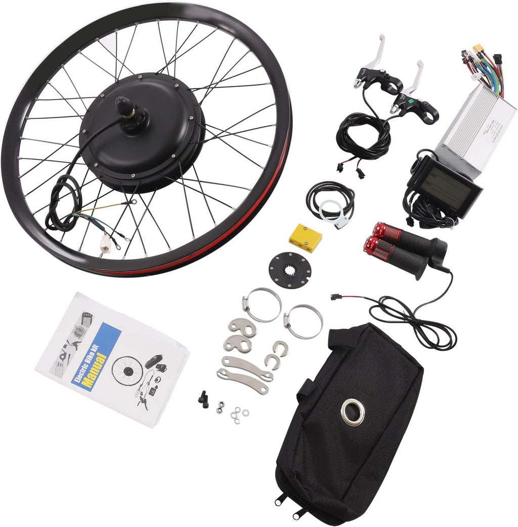 Electric Bicycle Wheel Kit Front/Rear Wheel Hub Motor Electric Bike Conversion Kit with LCD Display O4797