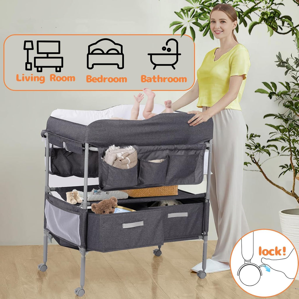 Portable Foldable Changing Table with 2 Storage Baskets U994740