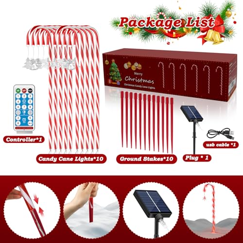 20 Pack 110 LED 41 inch Solar Candy Cane Pathway Lights with 8 Modes C728