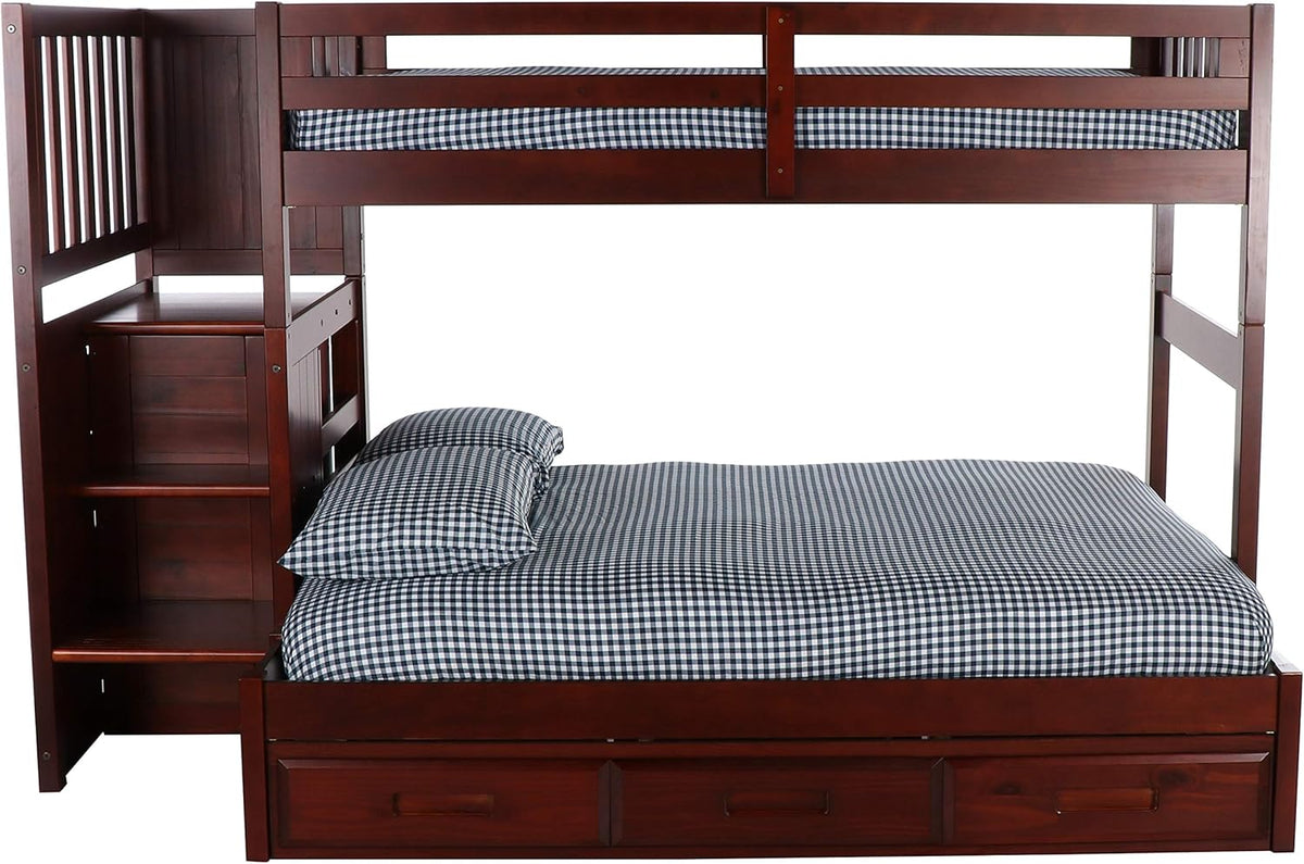 Twin Over Full Staircase Bunk Bed with 3 Drawers R956