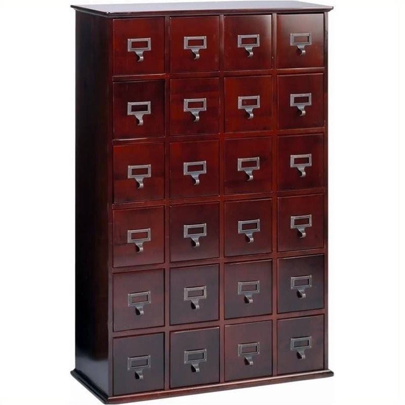 24-Drawer CD Media Storage Cabinet in Cherry B9442
