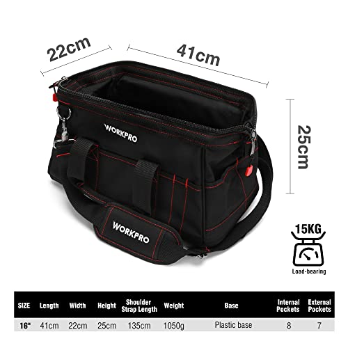 16-inch Wide Mouth Tool Storage Bag with Water Proof Rubber Base M437754