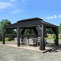 12' x 20' Galvanized Steel Aluminum Gazebo with Curtains and Netting (Gray) S852
